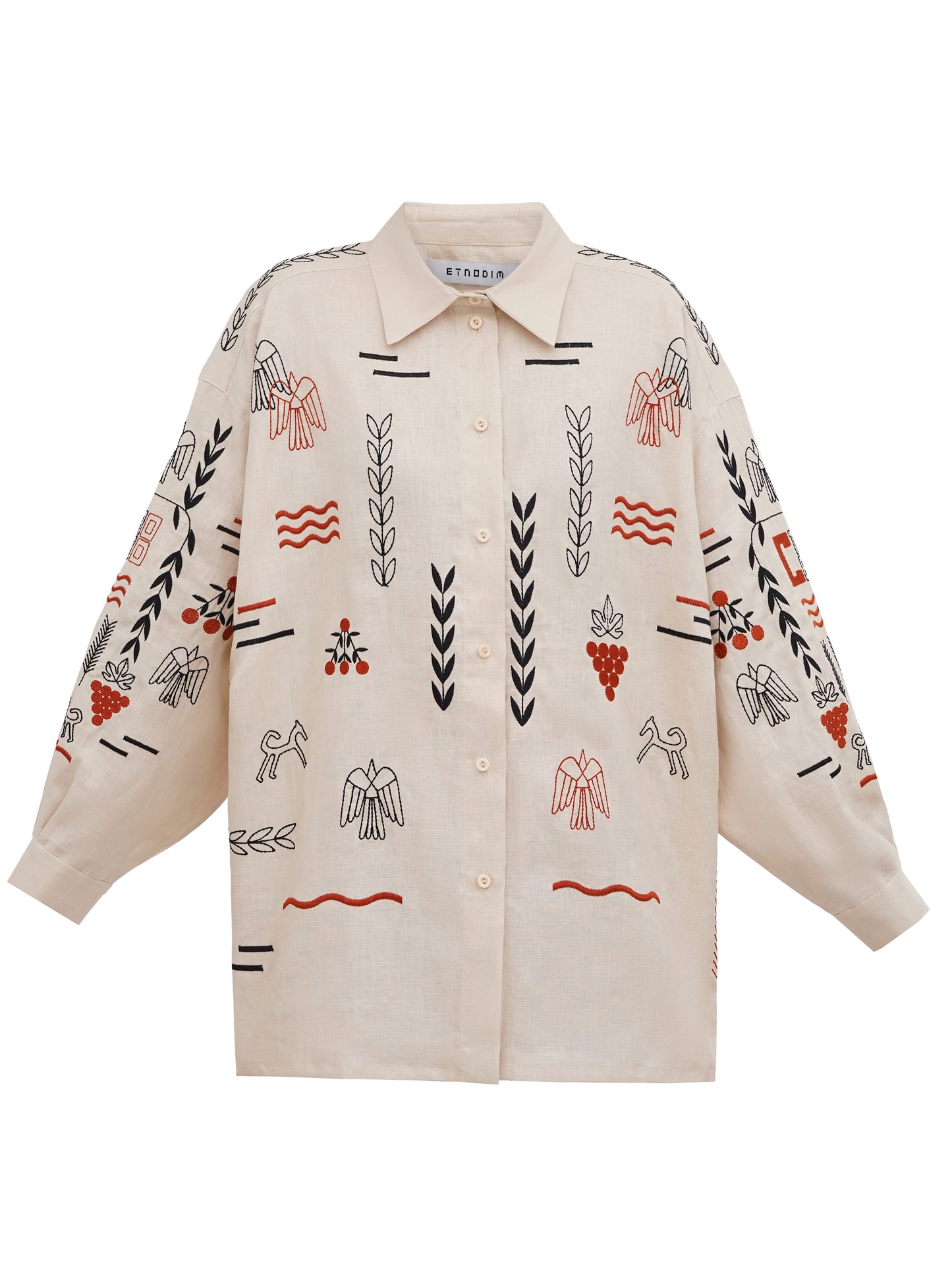 Beige linen embroidered shirt Slovo ETNODIM