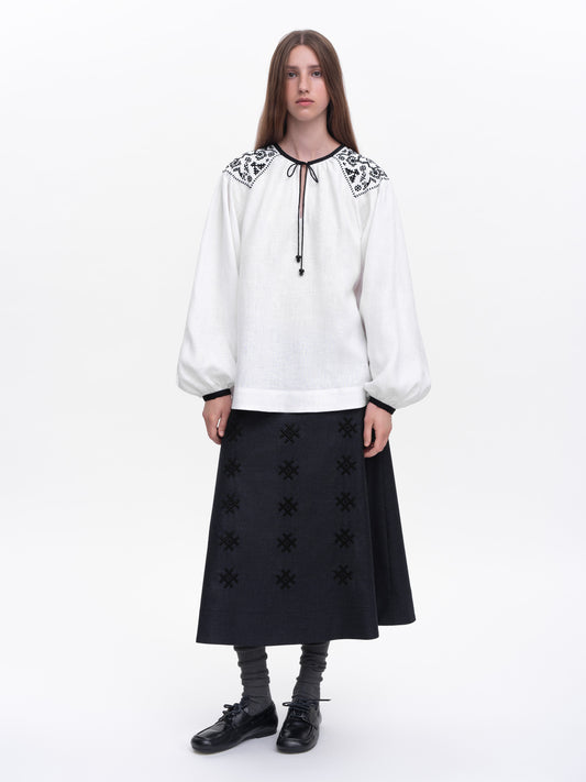 Embroidered shirt Izola white ETNODIM