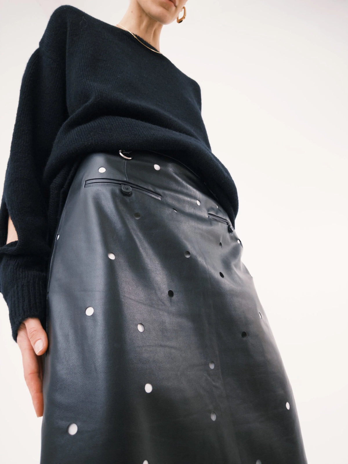 PERFORATION LEATHER SKIRT  KATERINA KVIT