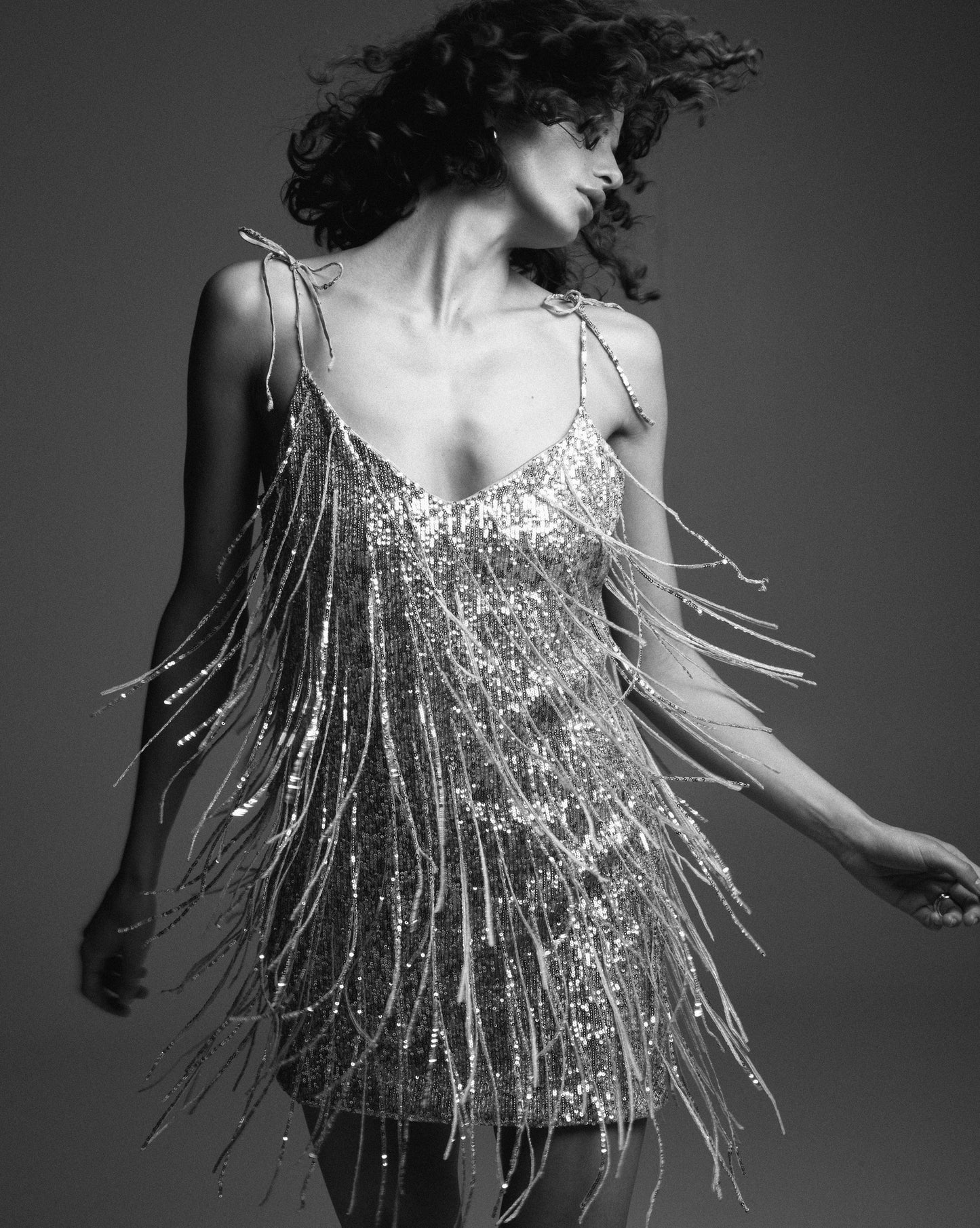Disco mini dress with handmade detailing NOVITSKA