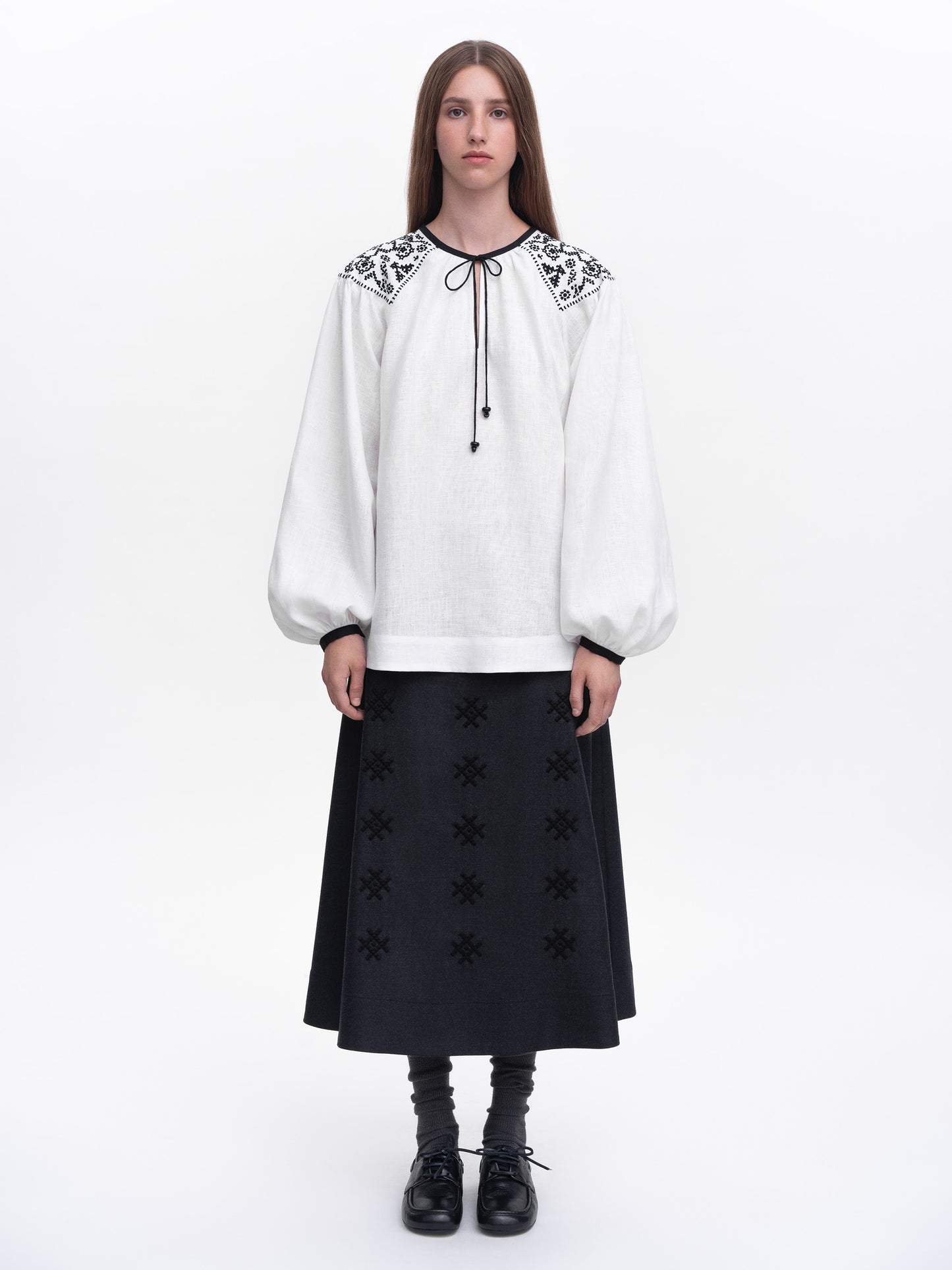 Embroidered shirt Izola white ETNODIM