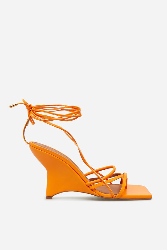Liv orange leather sandals /9 cm/ KACHOROVSKA
