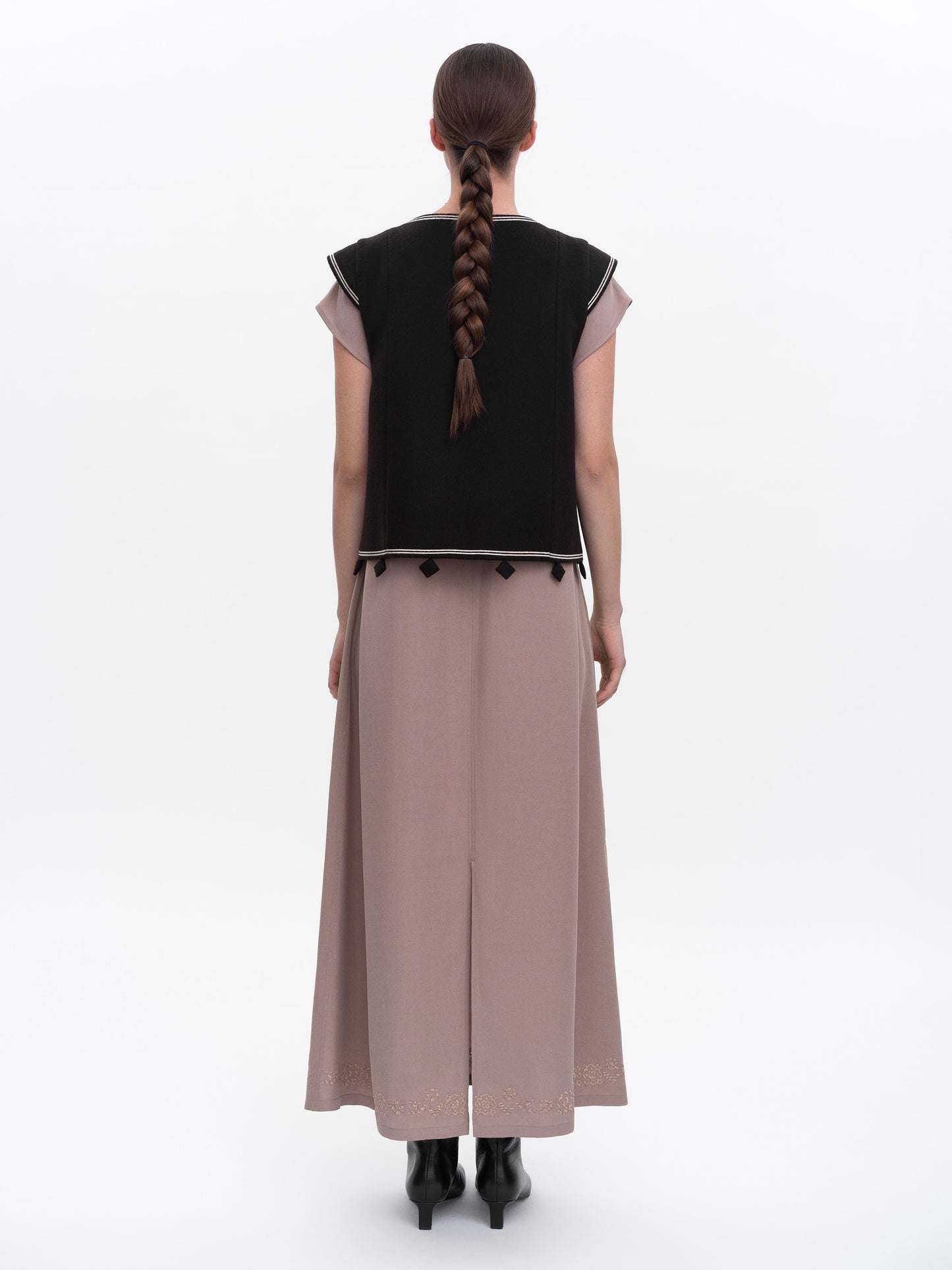 Dark brown embroidered vest Kibchyk ETNODIM