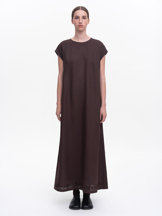 Brown embroidered dress Nevit ETNODIM