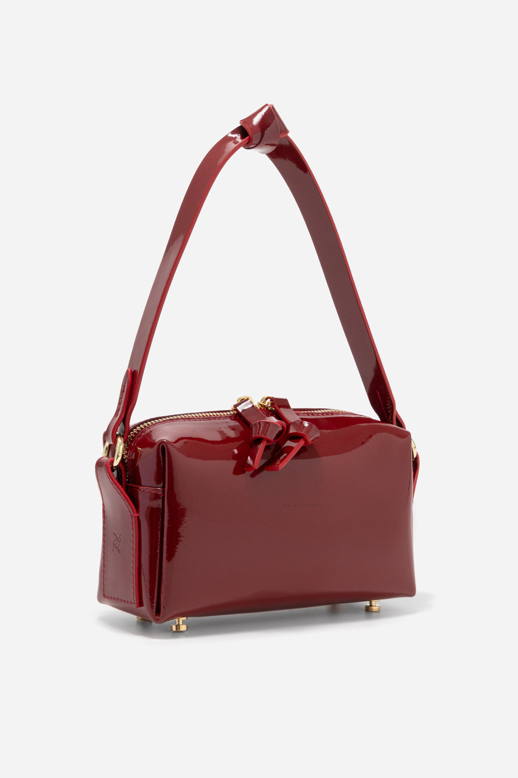 WINONA PATENT LEATHER BAG IN A CHERRY SHADE /GOLD/ KACHOROVSKA