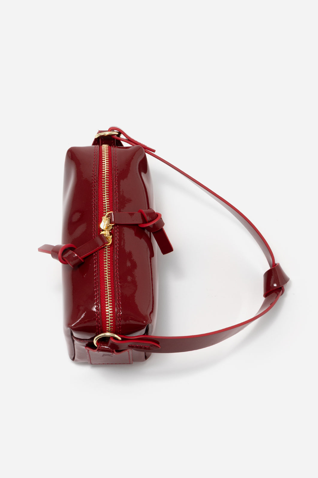 WINONA PATENT LEATHER BAG IN A CHERRY SHADE /GOLD/ KACHOROVSKA