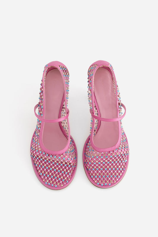 JERRY PINK SHOES WITH MULTICOLORED CRYSTALS KACHOROVSKA