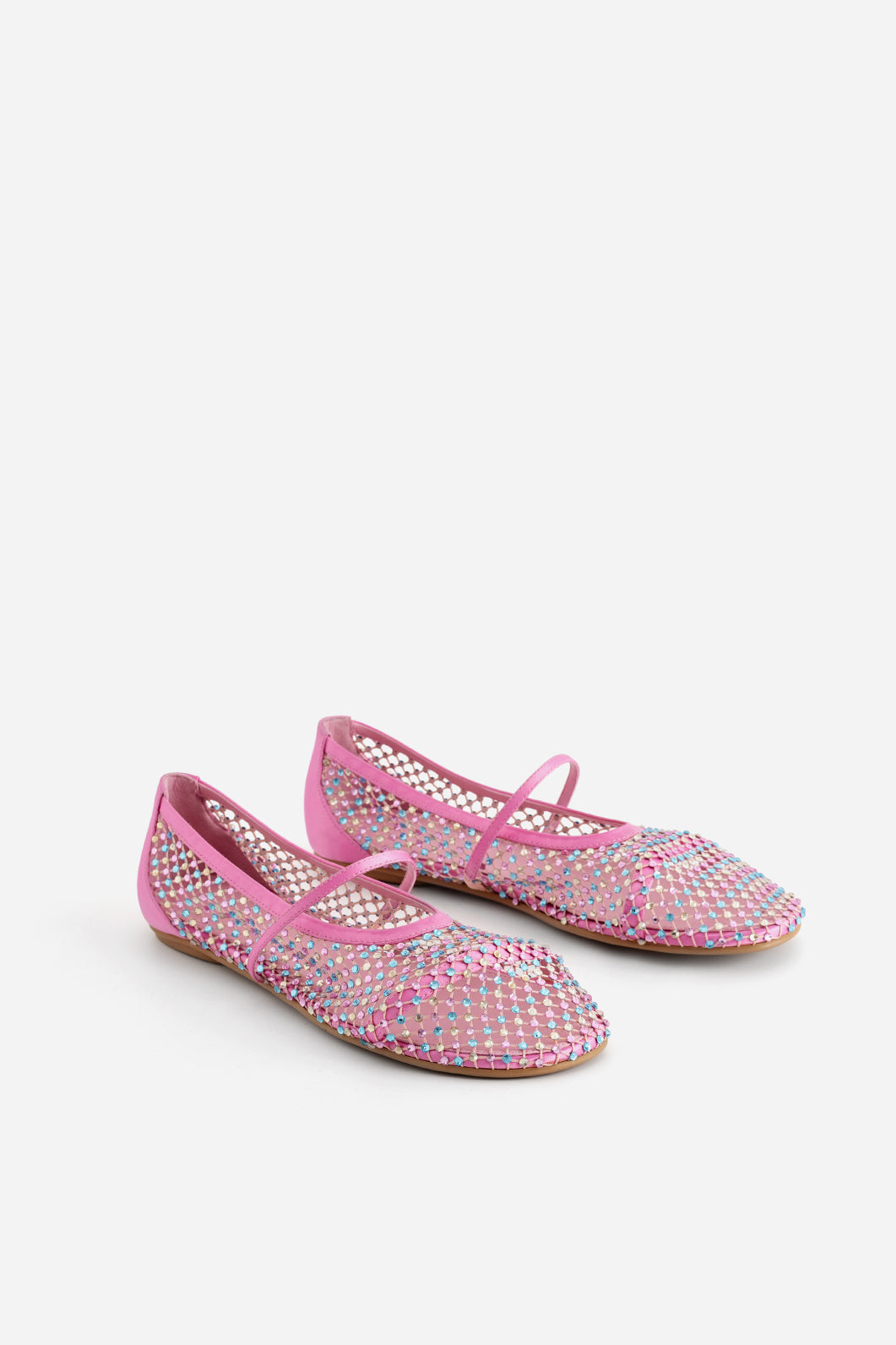 JERRY BALERINA PINK BALLET FLATS WITH MULTICOLORED CRYSTALS KACHOROVSKA