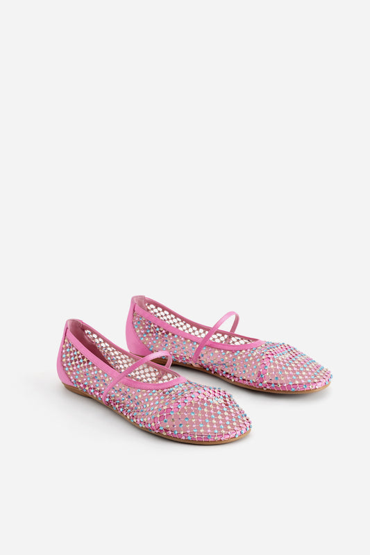 JERRY BALERINA PINK BALLET FLATS WITH MULTICOLORED CRYSTALS KACHOROVSKA