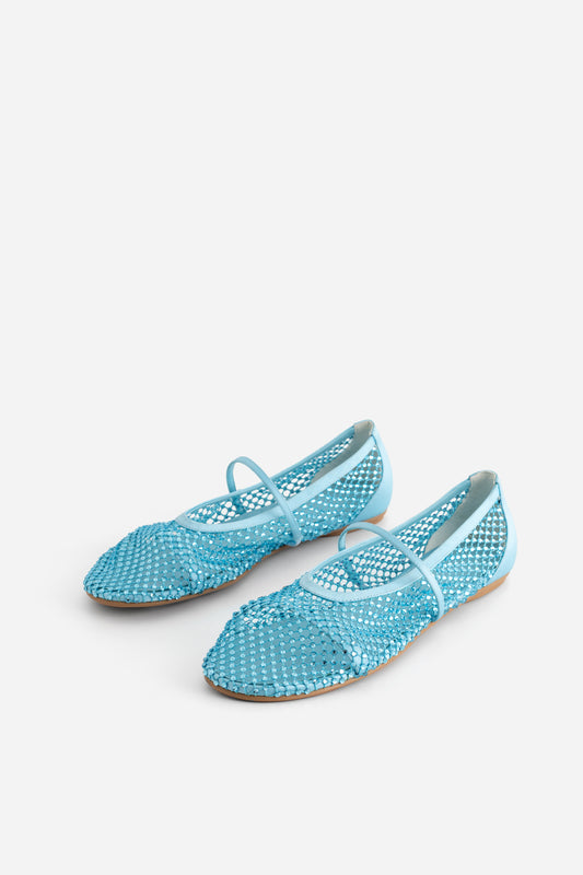 JERRY BALERINA BLUE BALLET FLATS WITH CRYSTALS KACHOROVSKA