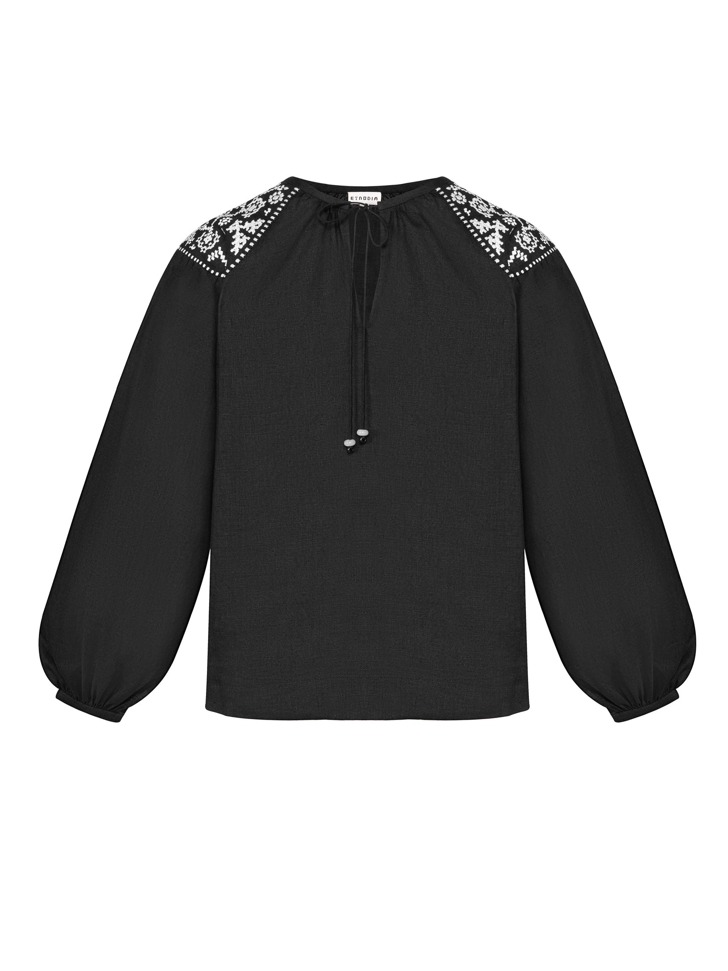 Embroidered shirt Izola black ETNODIM