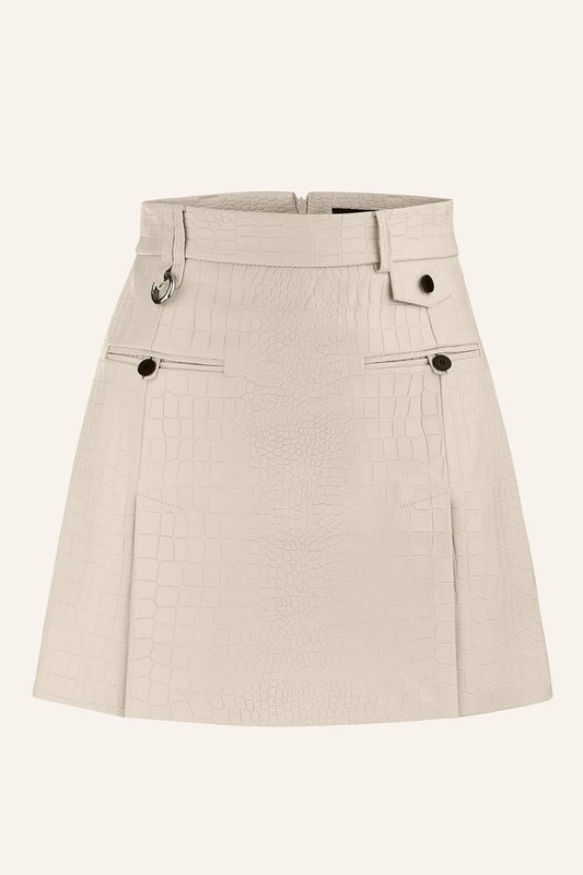 LEATHER SKIRT KATERINA KVIT (IMITATION CROCO)