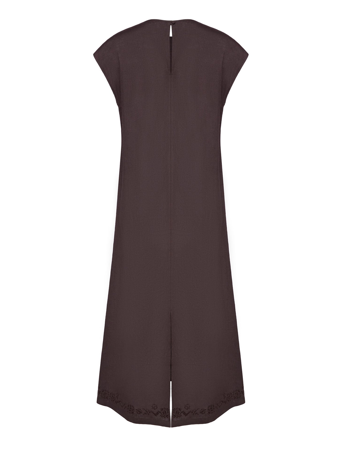 Brown embroidered dress Nevit ETNODIM