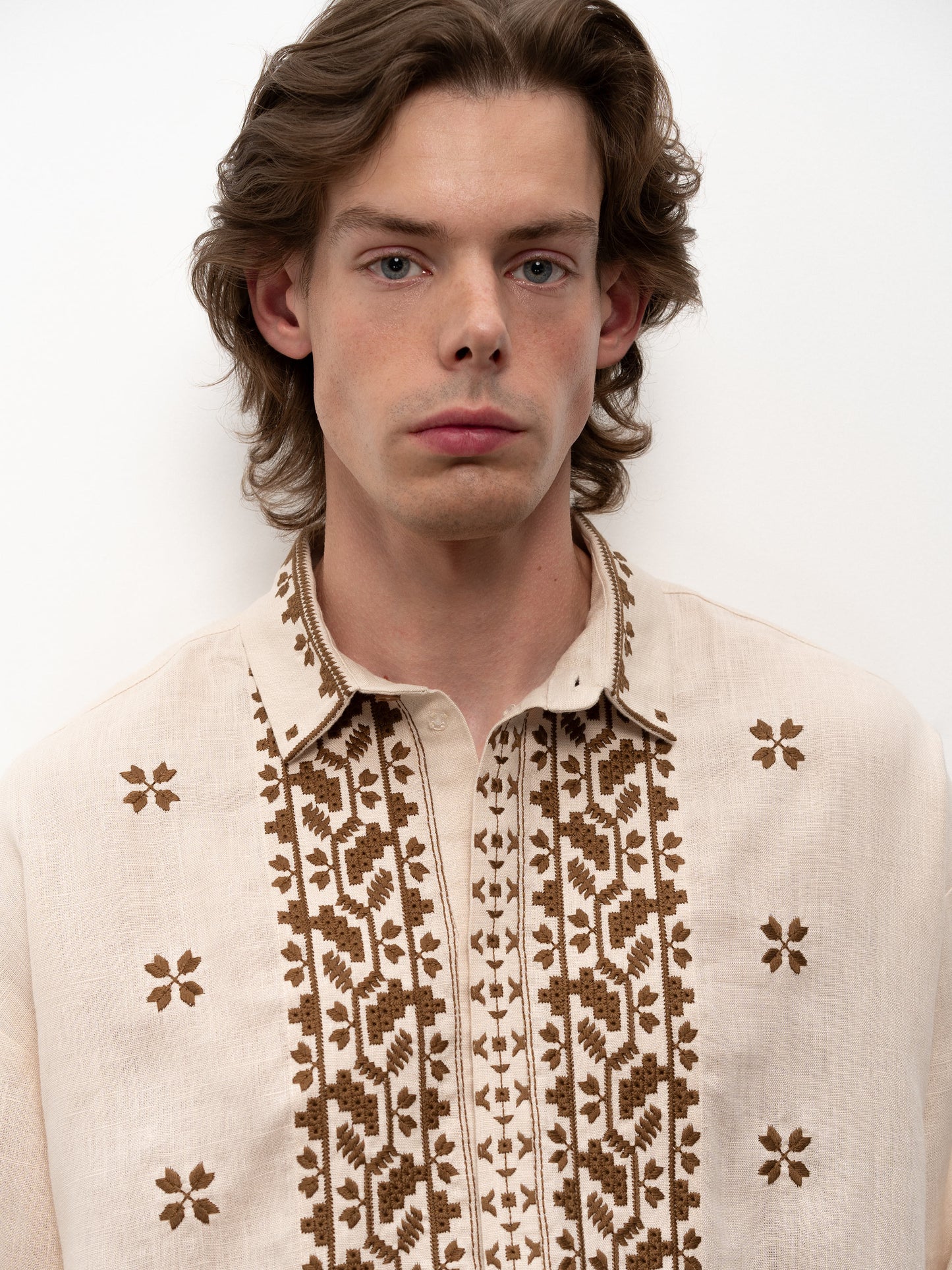 Men's embroidered shirt with a collar Chernihivska ETNODIM