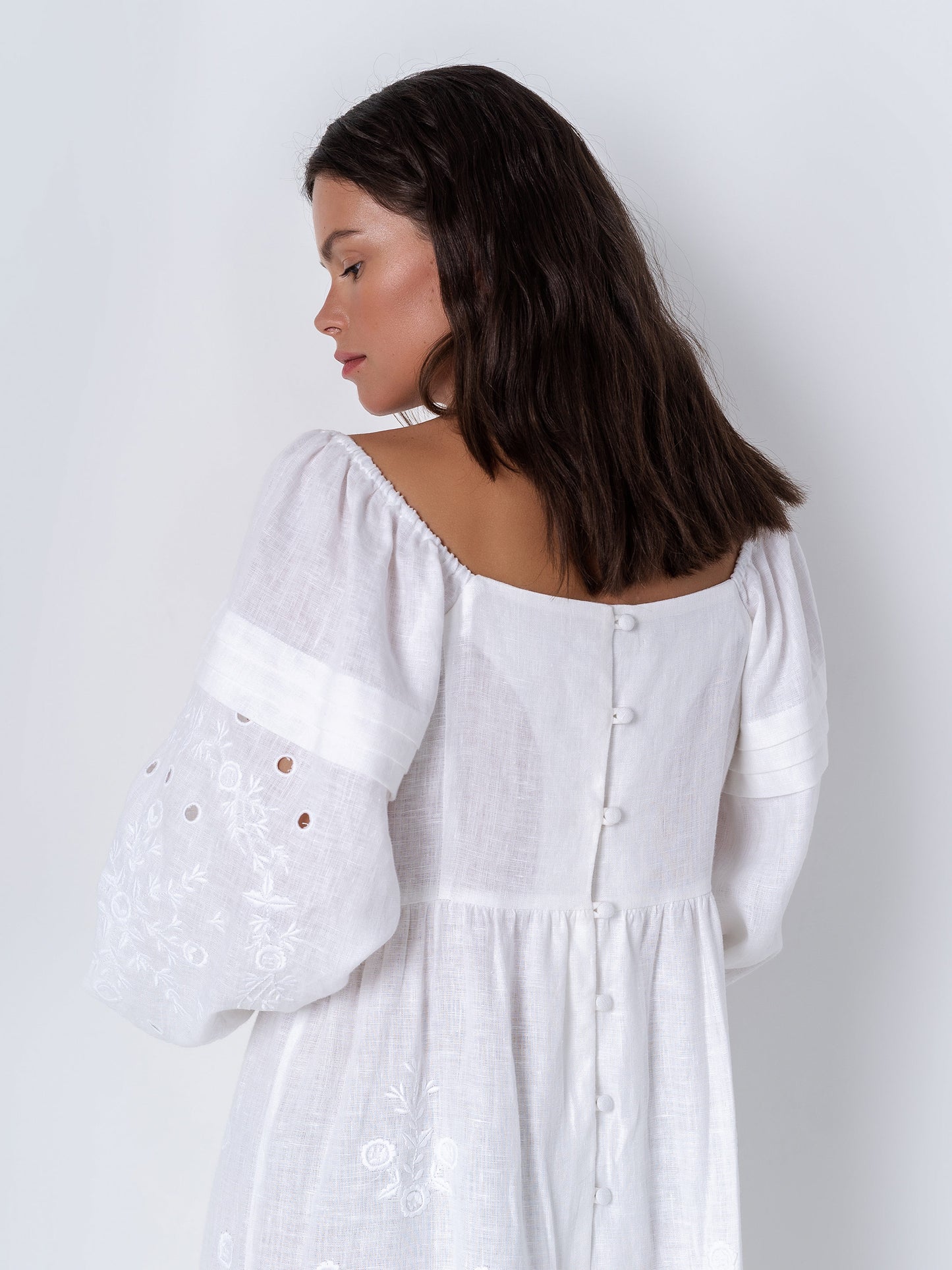 White linen embroidered dress Myt ETNODIM