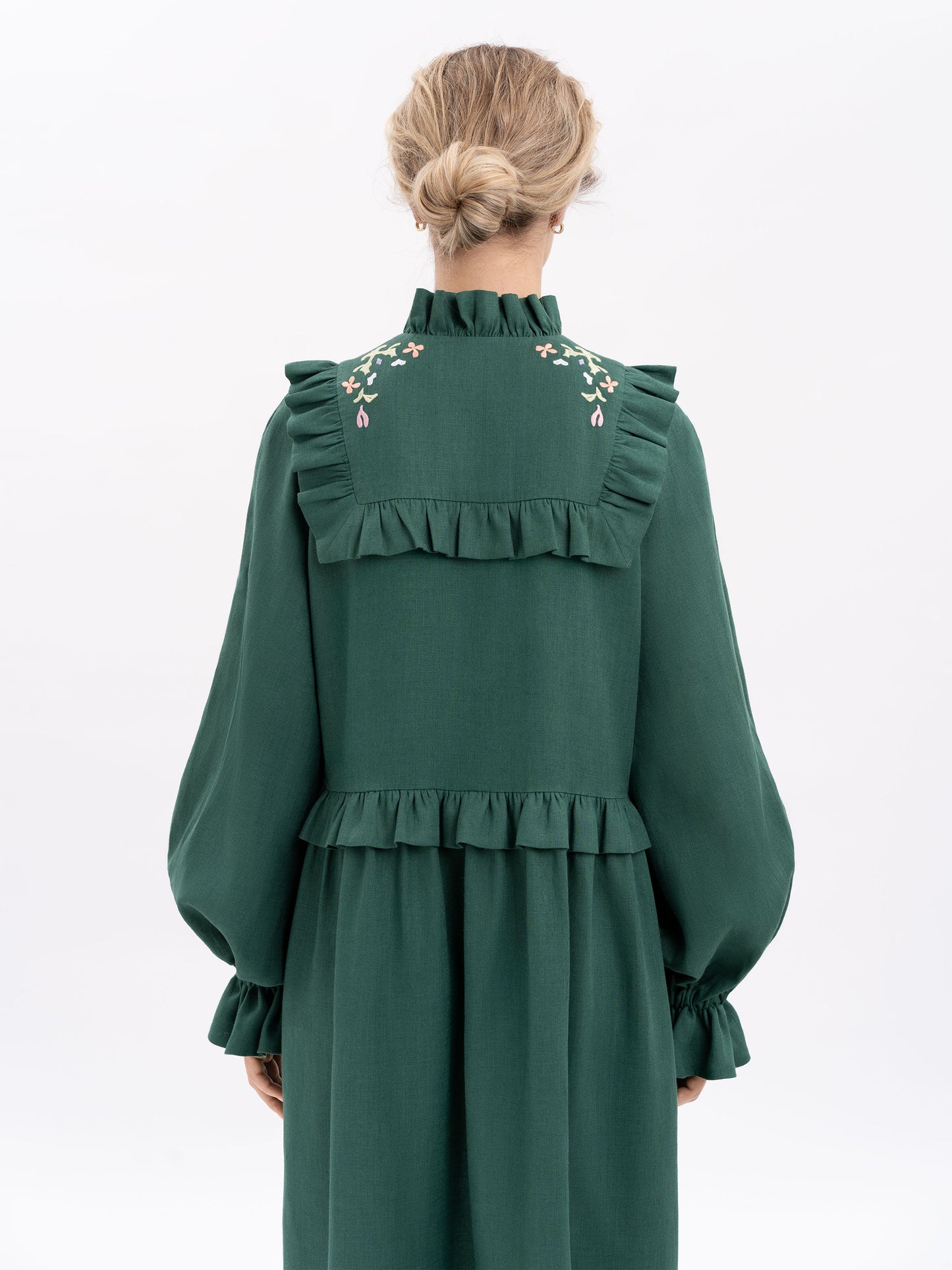 Long green dress Lastivka ETNODIM