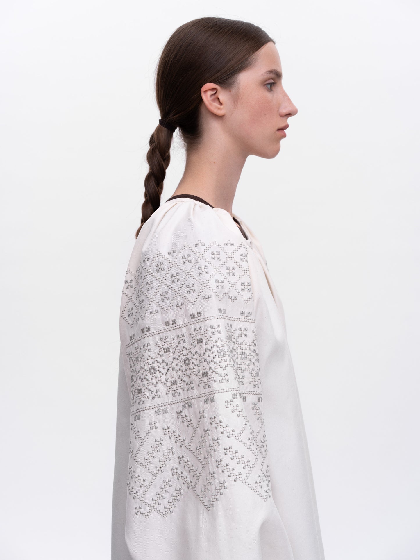Milk embroidered dress Velina ETNODIM