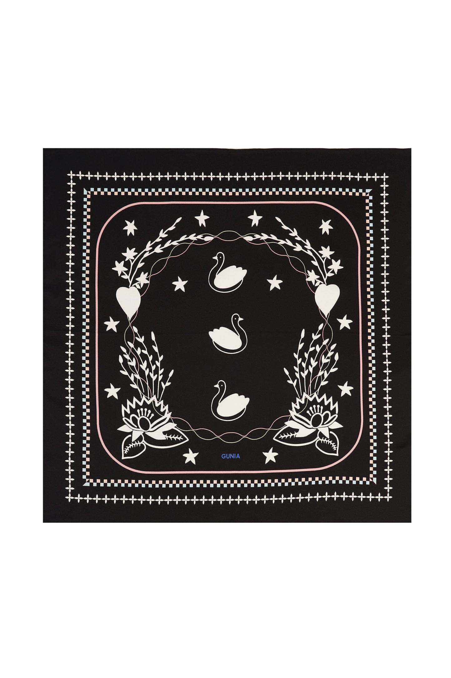 Lybid Silk Headscarf In Black 85cm GUNIA PROJECT