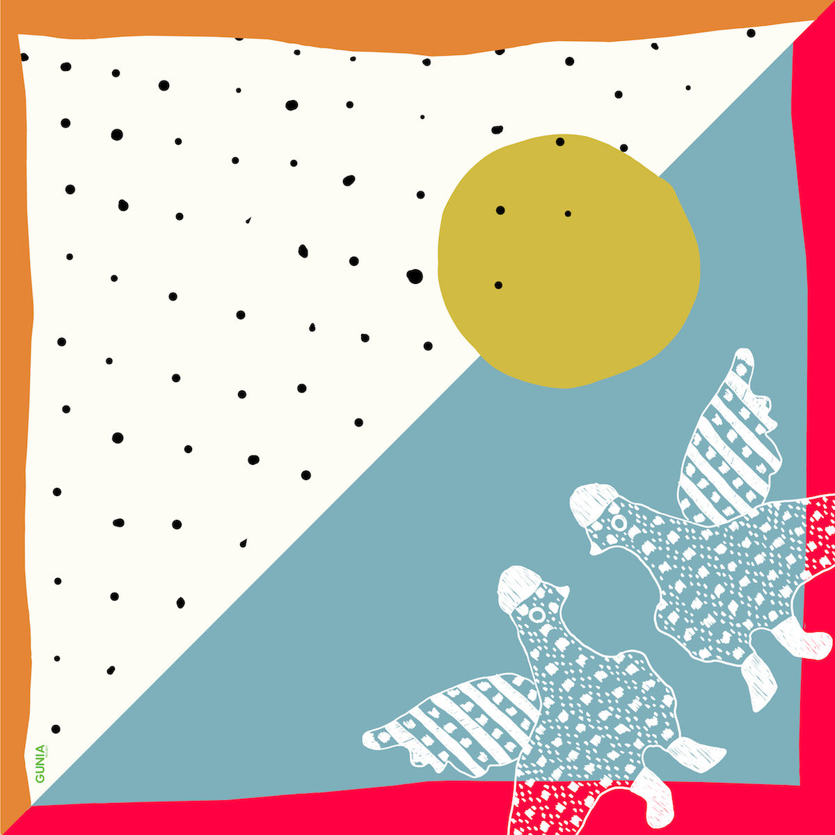 Silk Headscarf With The Birds GUNIA PROJECT