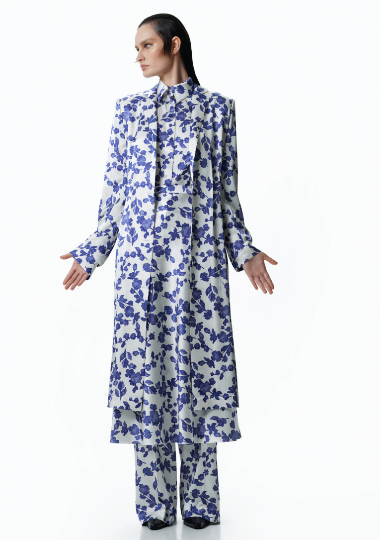 SILK PYJAMA TROUSERS WITH FLORAL PRINT ELENA REVA