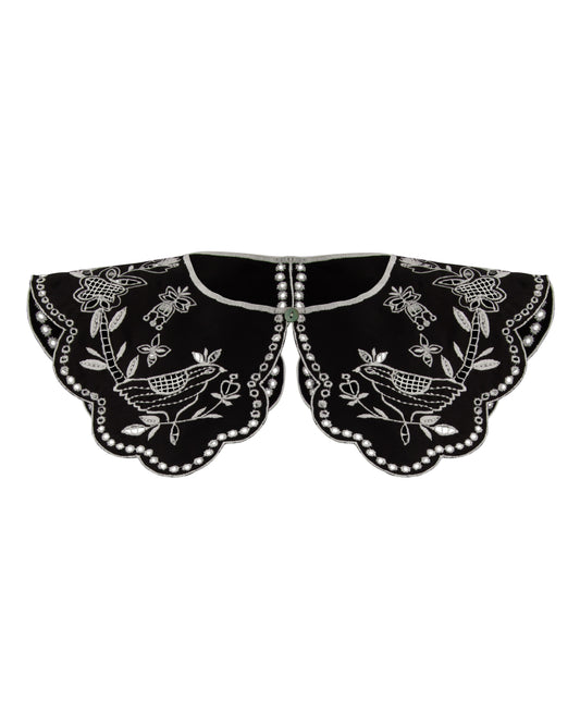 Black Cotton Collar With Embroidery GUNIA PROJECT