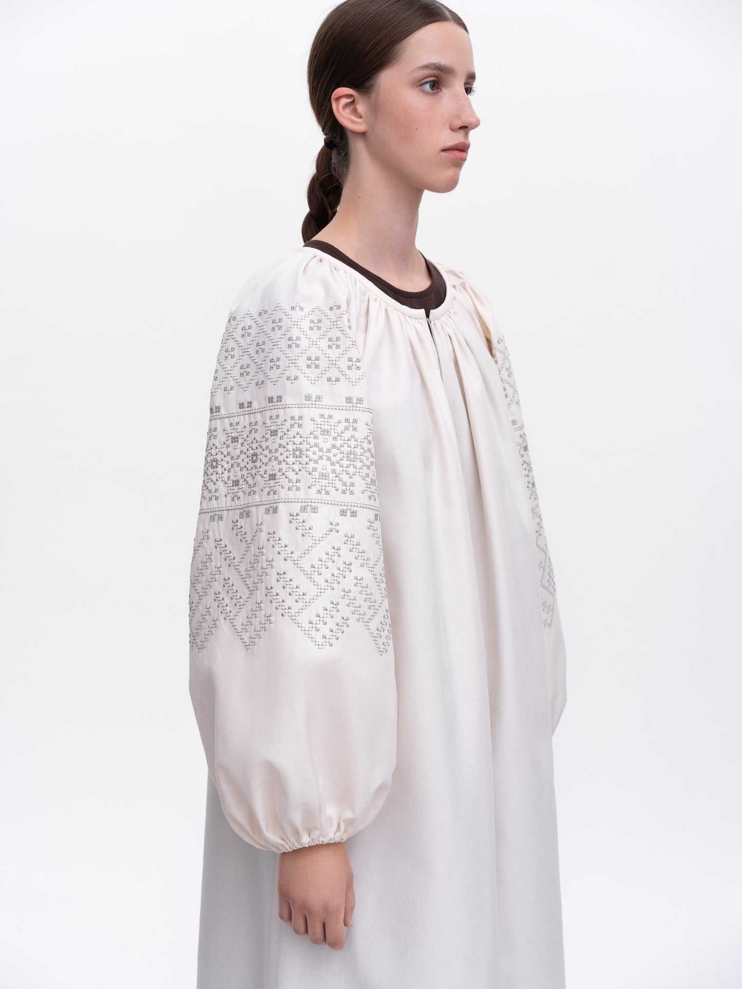 Milk embroidered dress Velina ETNODIM