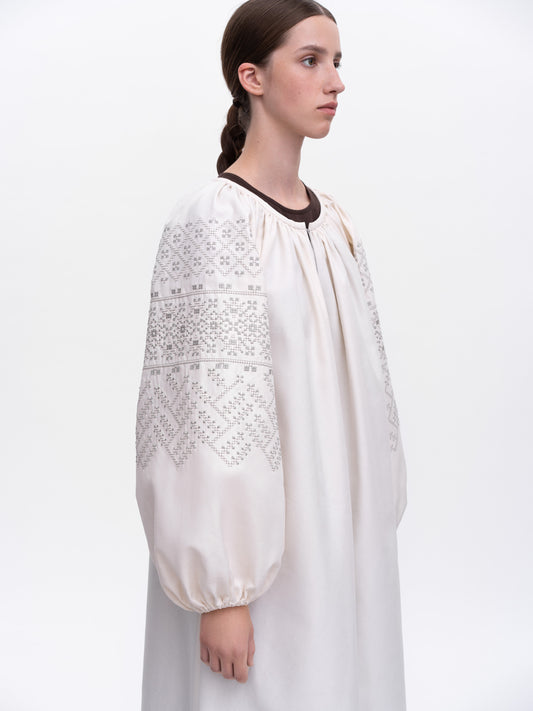 Milk embroidered dress Velina ETNODIM