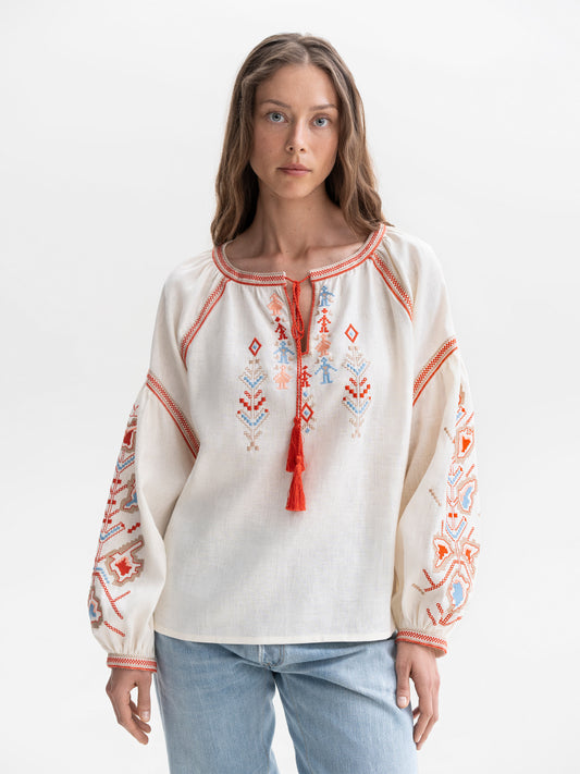 Shirt with embroidery of Ukrainian cities-heroes Yednist ETNODIM