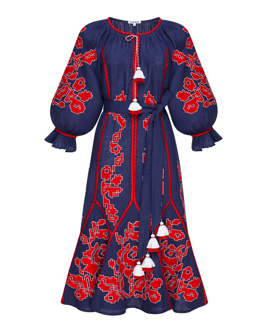 Maya Blue Midi Dress FOBERINI