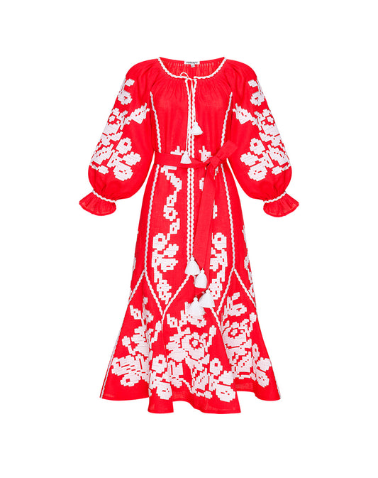 Marichka Red Midi Dress FOBERINI