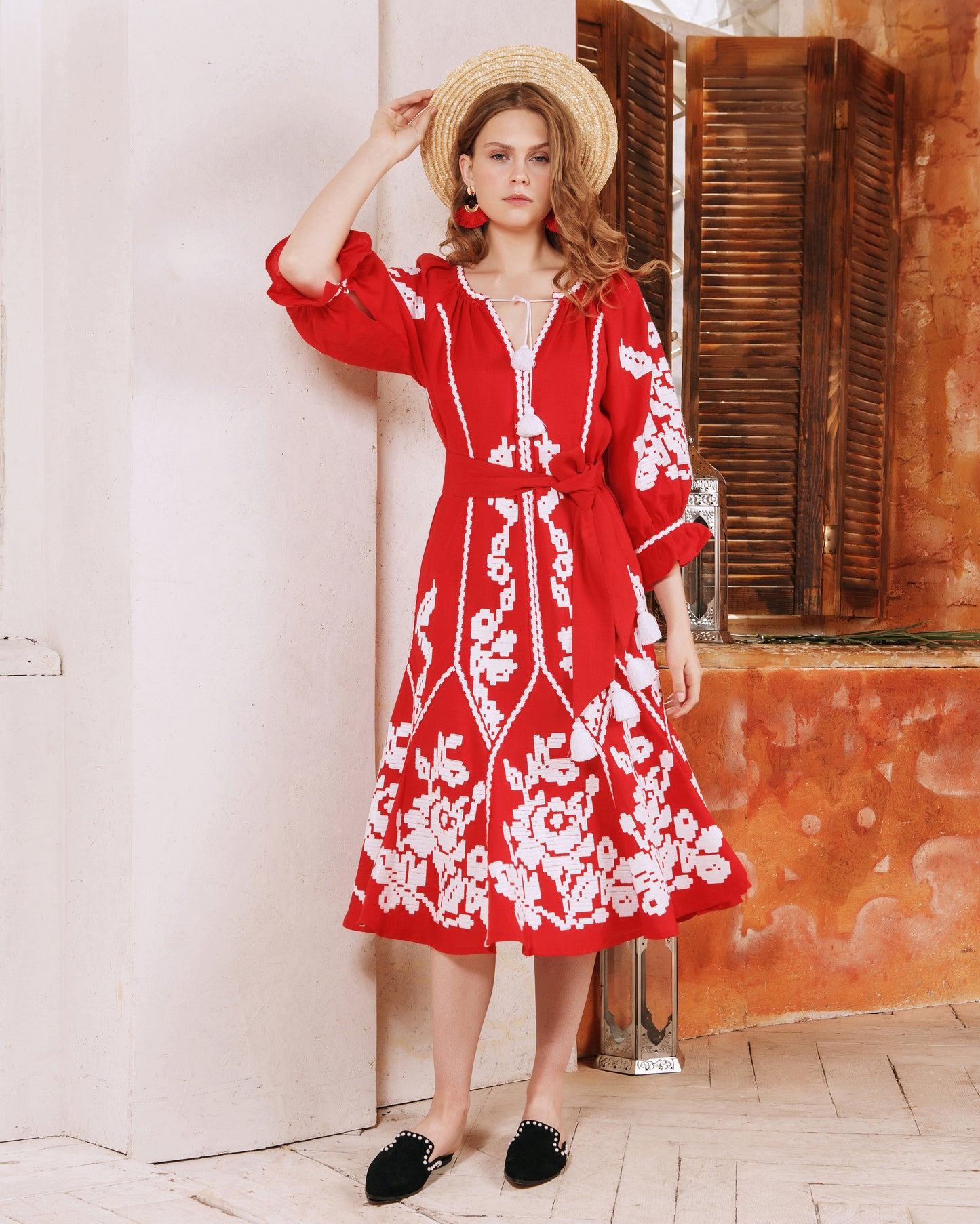 Marichka Red Midi Dress FOBERINI