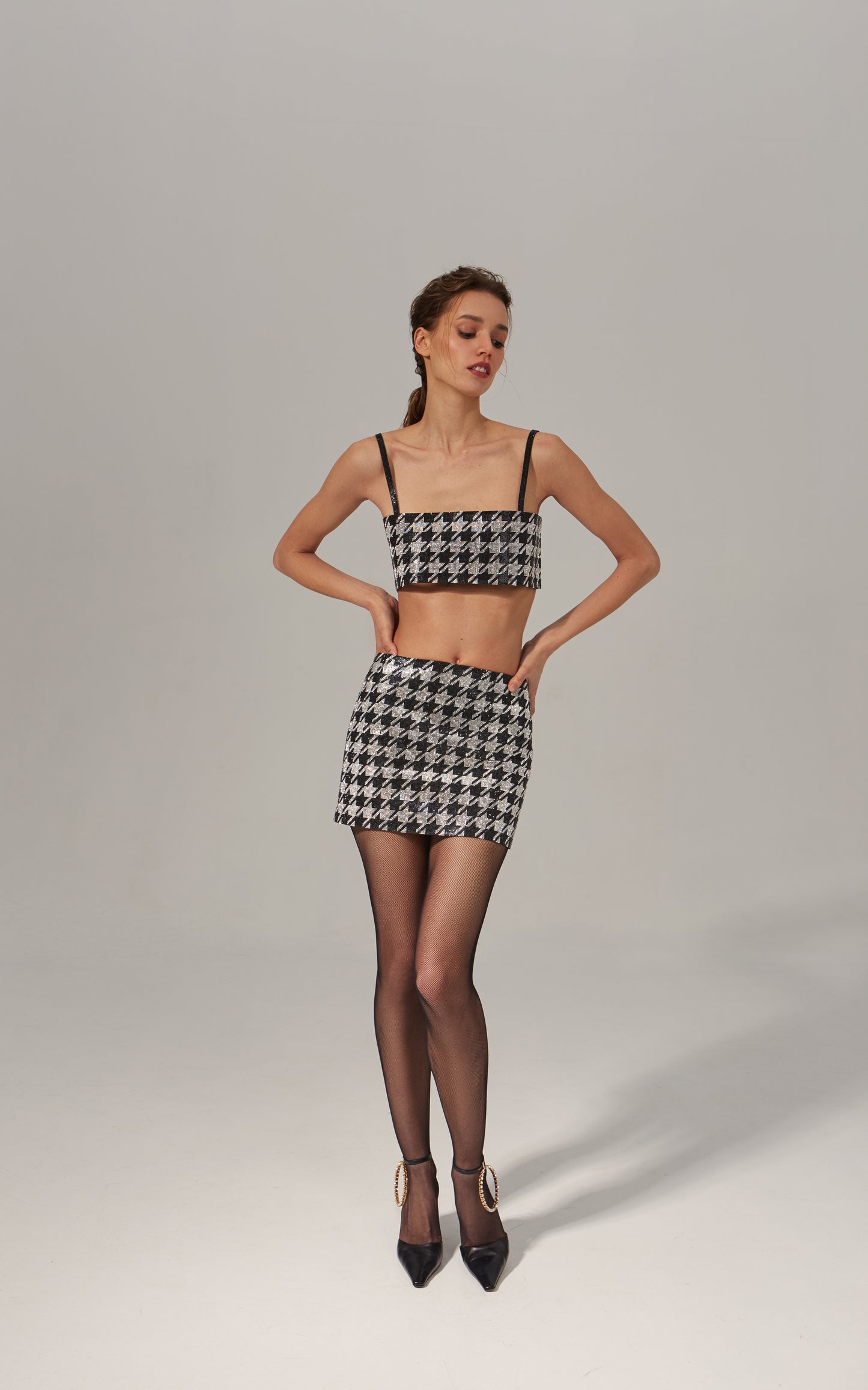 GIZELE SKIRT Pied-de-Poule NUÉ