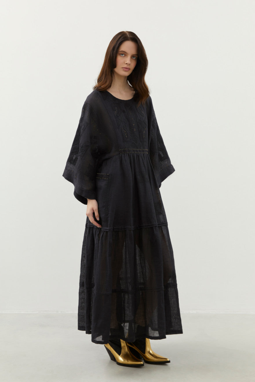 BRAILLE LONG DRESS IN BLACK My Sleeping Gypsy