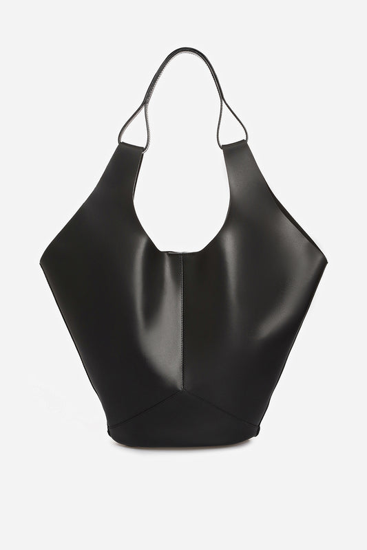Khrystia black leather shopper bag /silver/ KACHOROVSKA