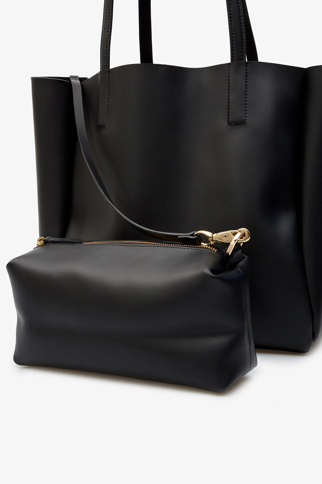 Matilda mini black matte leather shopper bag /gold/ KACHOROVSKA