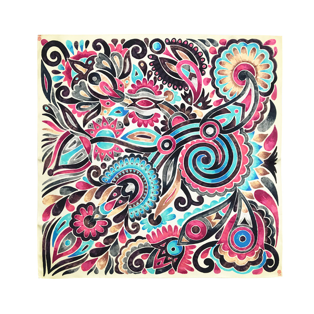 Silk Square Scarf Pink Abstract OLIZ