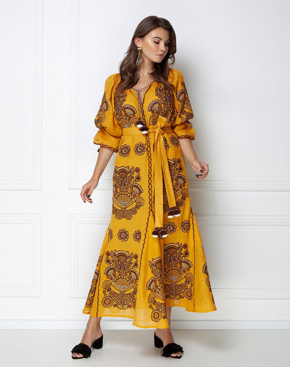 Victory Chic Mustard Maxi Dress FOBERINI