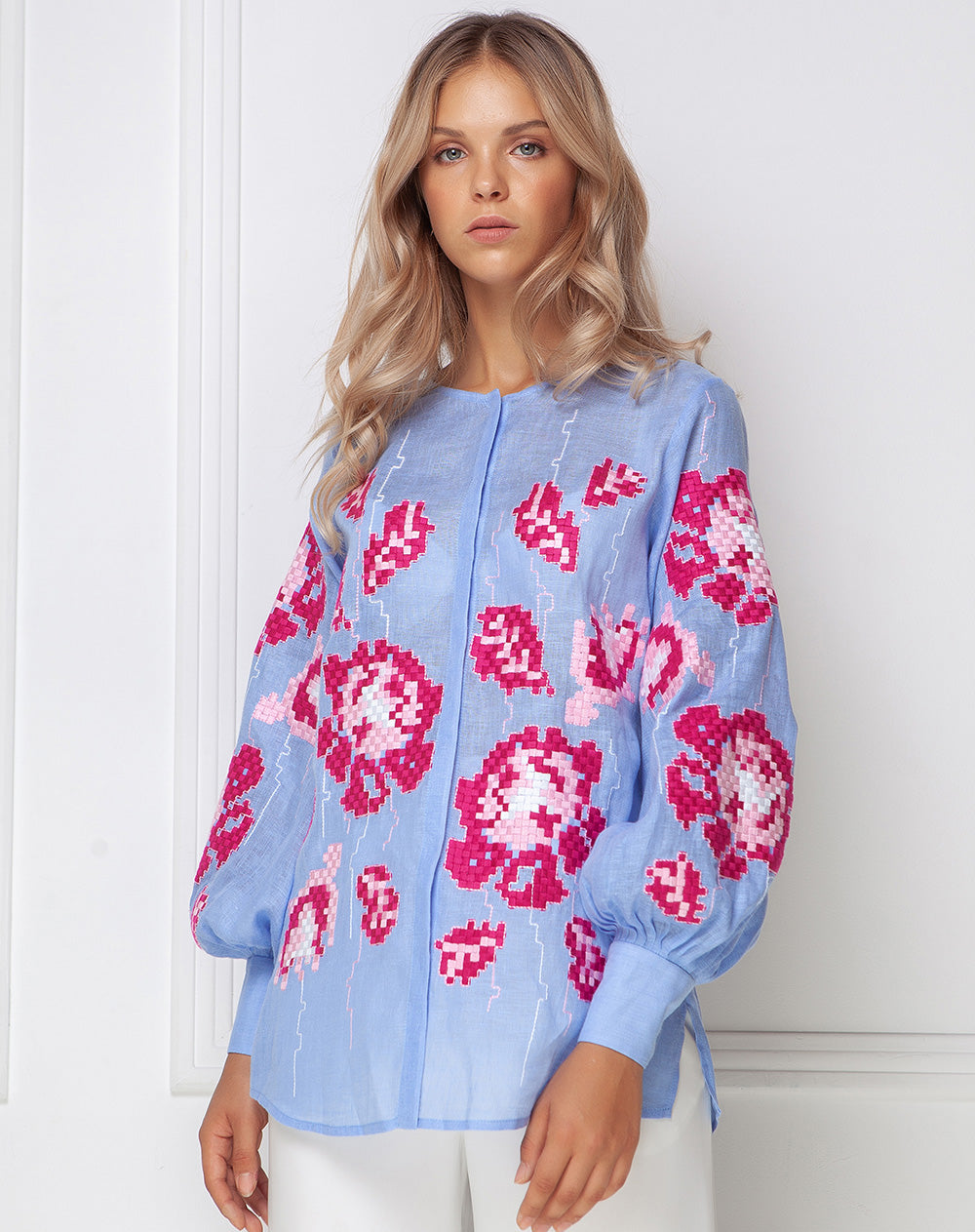 Camelia Light Blue Blouse FOBERINI