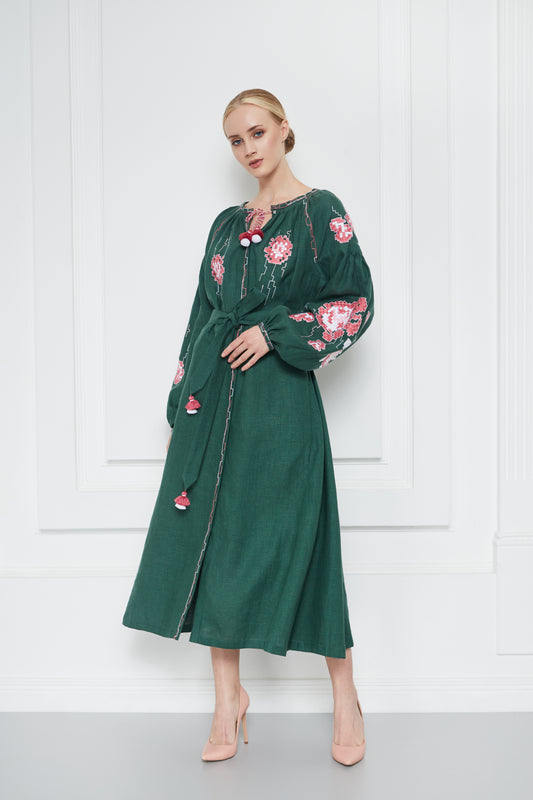 Camelia Green Midi Dress FOBERINI
