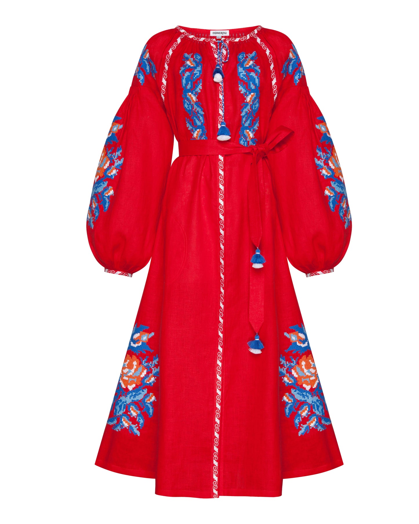 Claire Chic Red Midi Dress FOBERINI