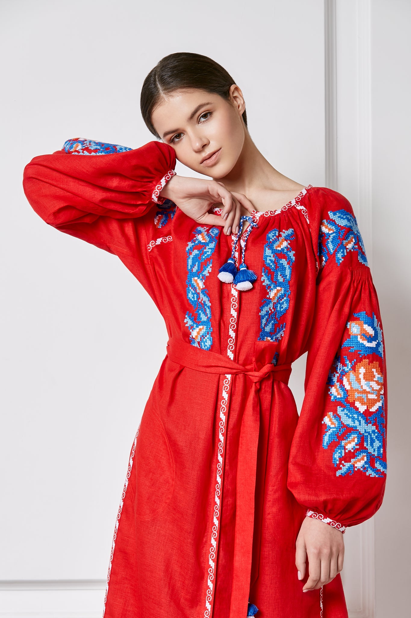 classy red midi dress Red Saoirse Midi Dress | Elegant Floral Jacquard