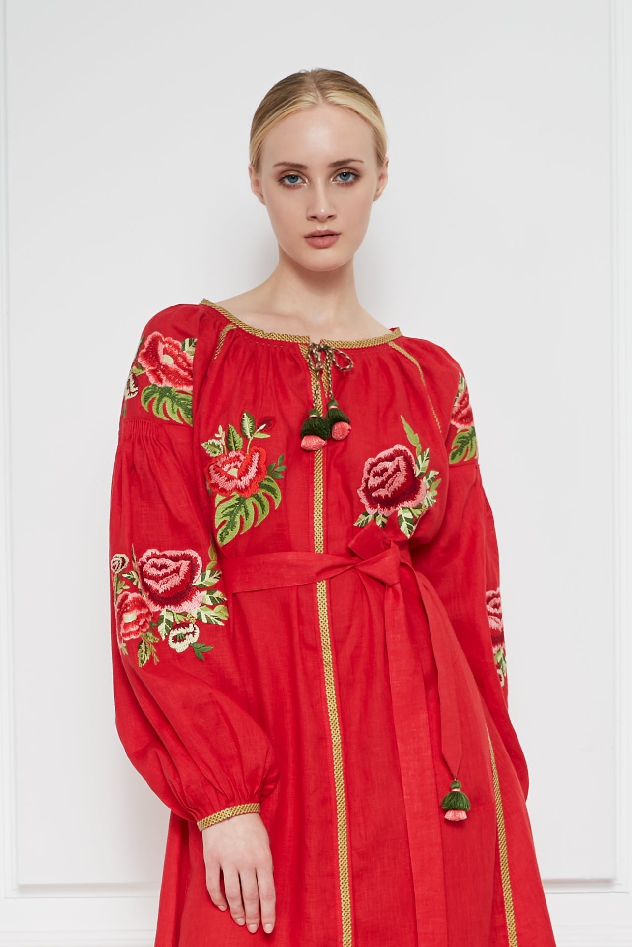 Flora Red Midi Dress FOBERINI