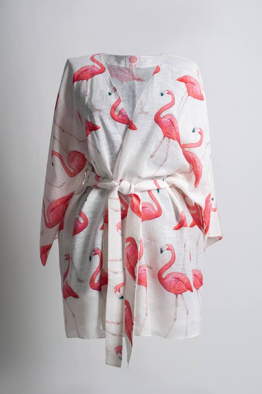 Short Kimono with Flamingo OLIZ
