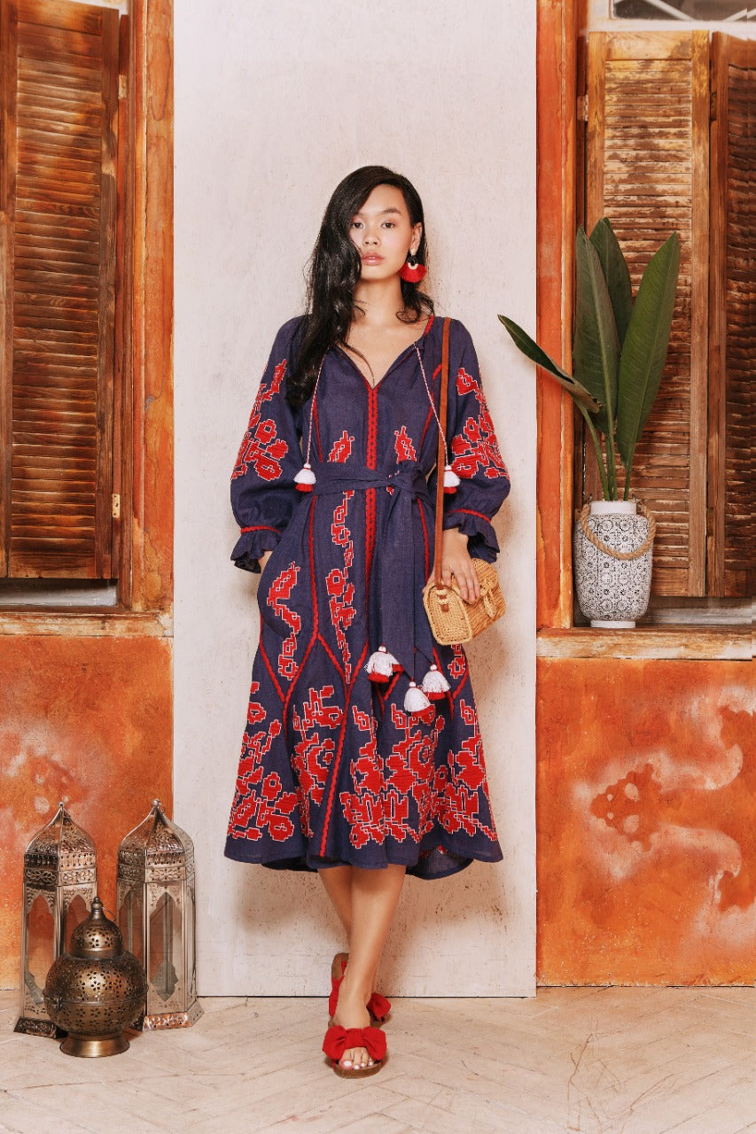 Maya Blue Midi Dress FOBERINI L-XL / Blue Maya Blue Midi Dress FOBERINI L-XL / Blue