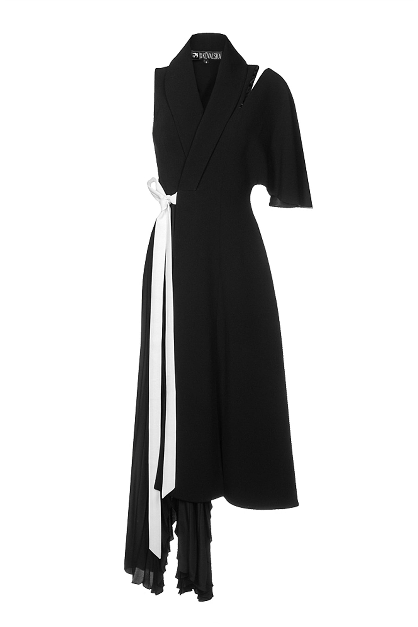 Black pleated side dress VALERY KOVALSKA