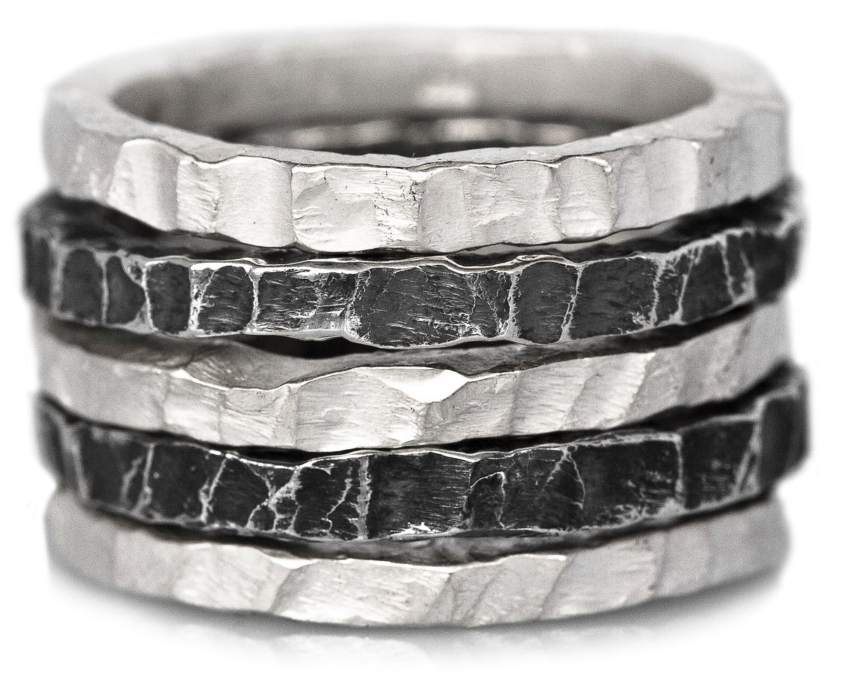 Mobius Ring Stack Möbius Ring Set P5 Black&White Modular Collection DENIS MUSIC – Angel ...