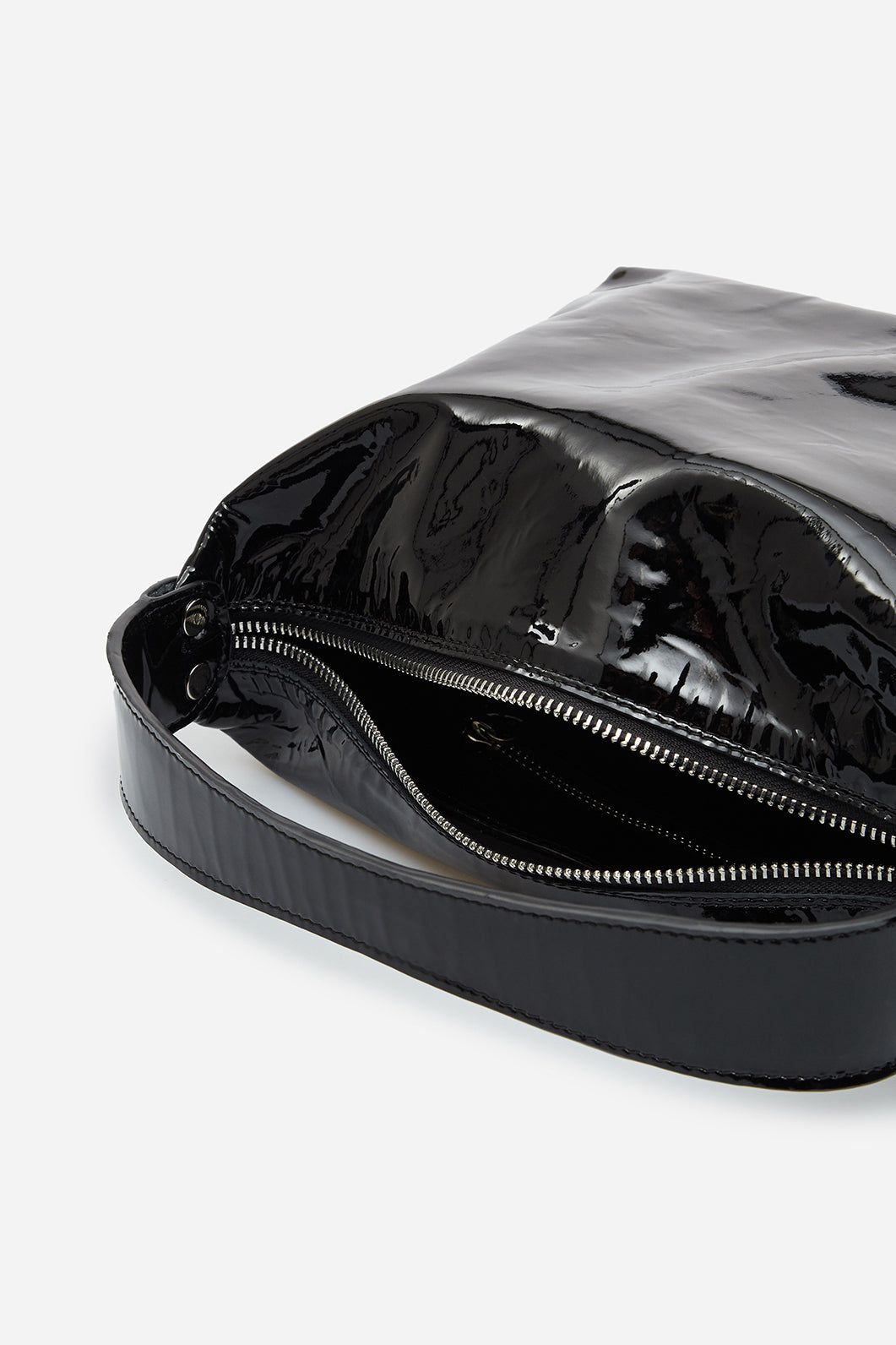 Selma mini black leather shoulder bag /silver/ KACHOROVSKA