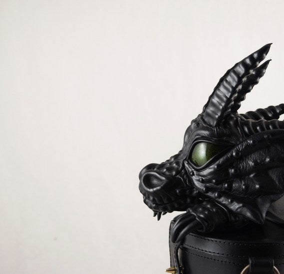 Black Dragon in Trunk Leather Bag-Backpack Bob Basset