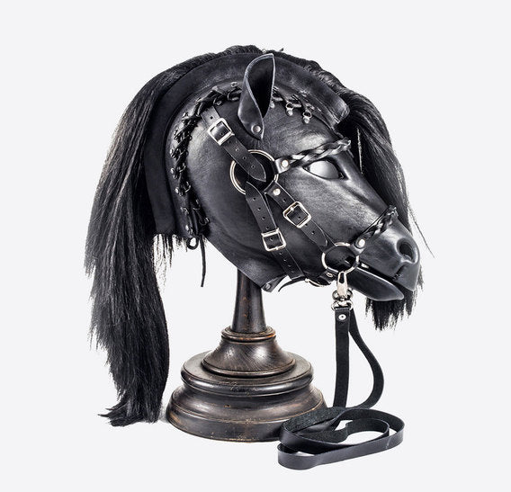 Black Horse Pony Mask with Bridle Bob Basset