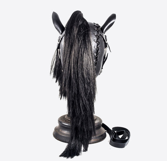 Black Horse Pony Mask with Bridle Bob Basset